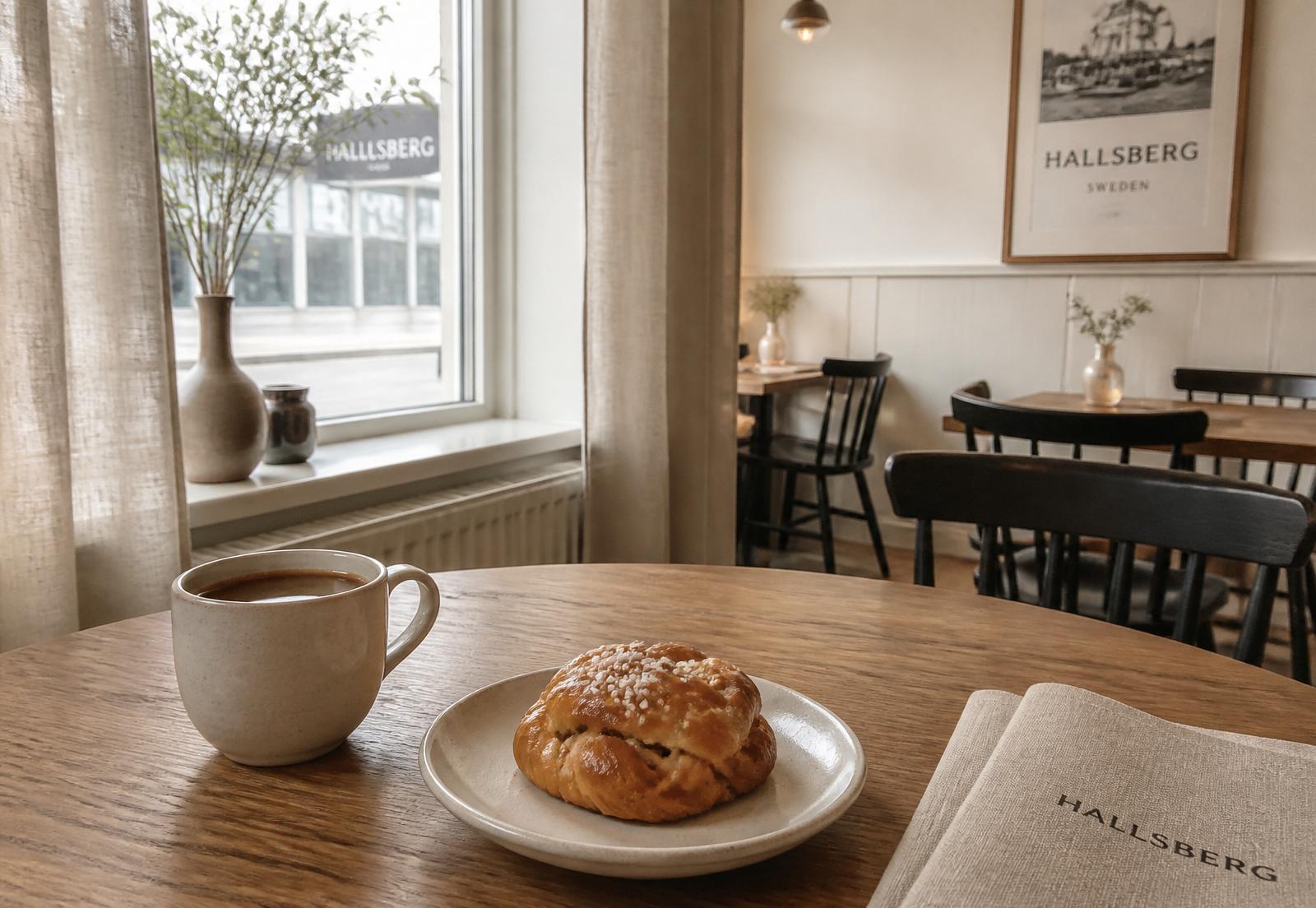 Kaféet i Hallsberg — trägolv, kanelbulle och kaffe