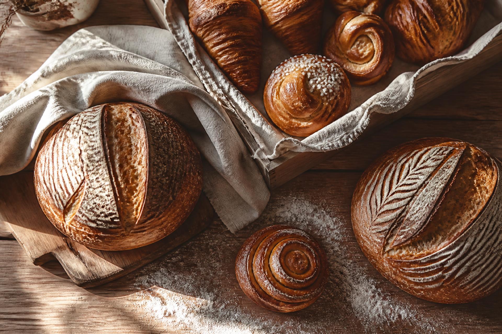 Färskt bröd, kanelbullar och surdegslimpor från Pewe Konditoris bageri
